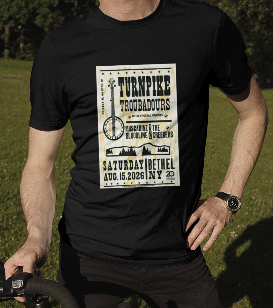 Turnpike Troubadours Bethel Woods 2026 With Muscadine Bloodline The Creekers August 15 Concert T-Shirt