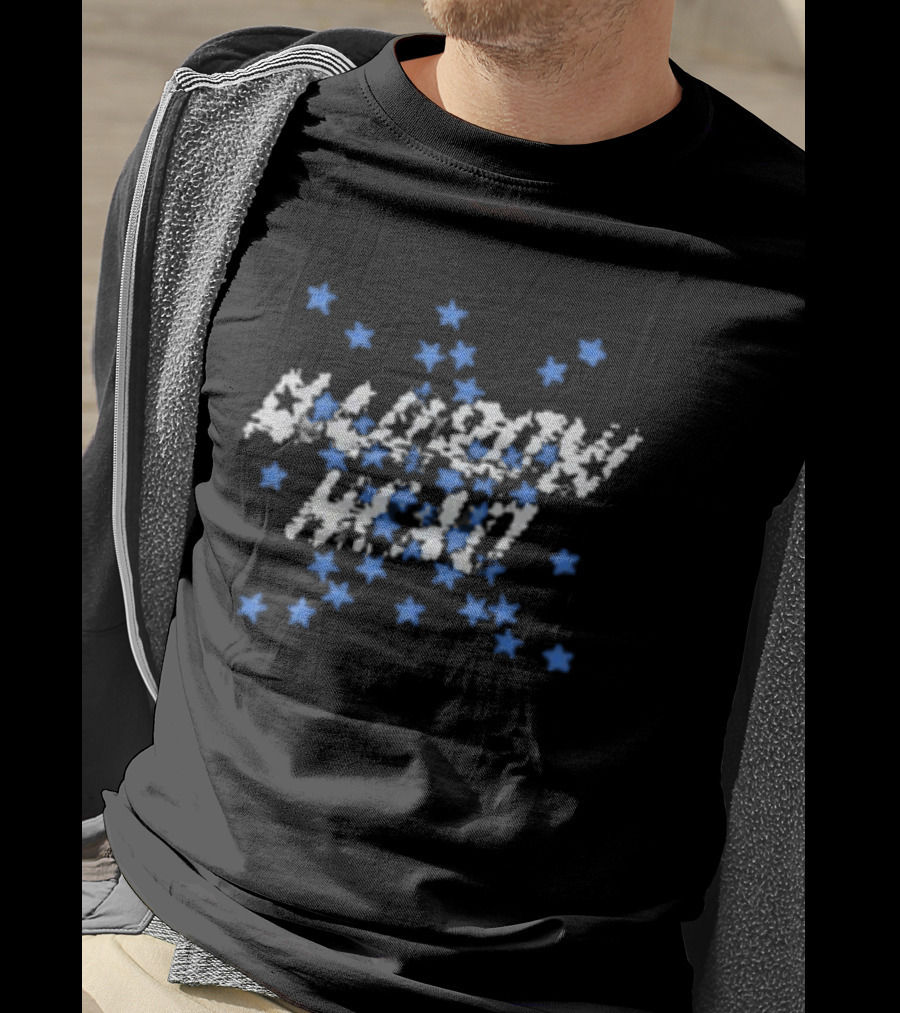 Narrow Head Starry Pattern Blue White Stars T-Shirt