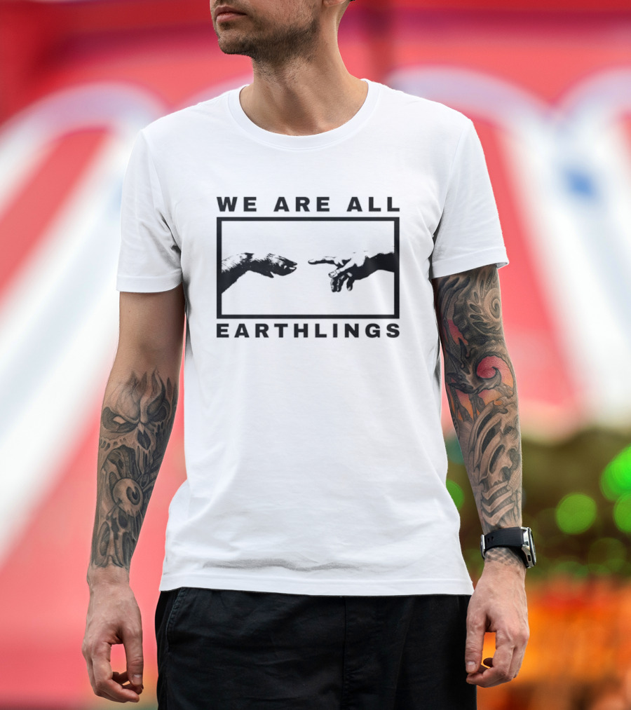 We Are All Earthlings Adam Dog Paw Hand T-Shirt