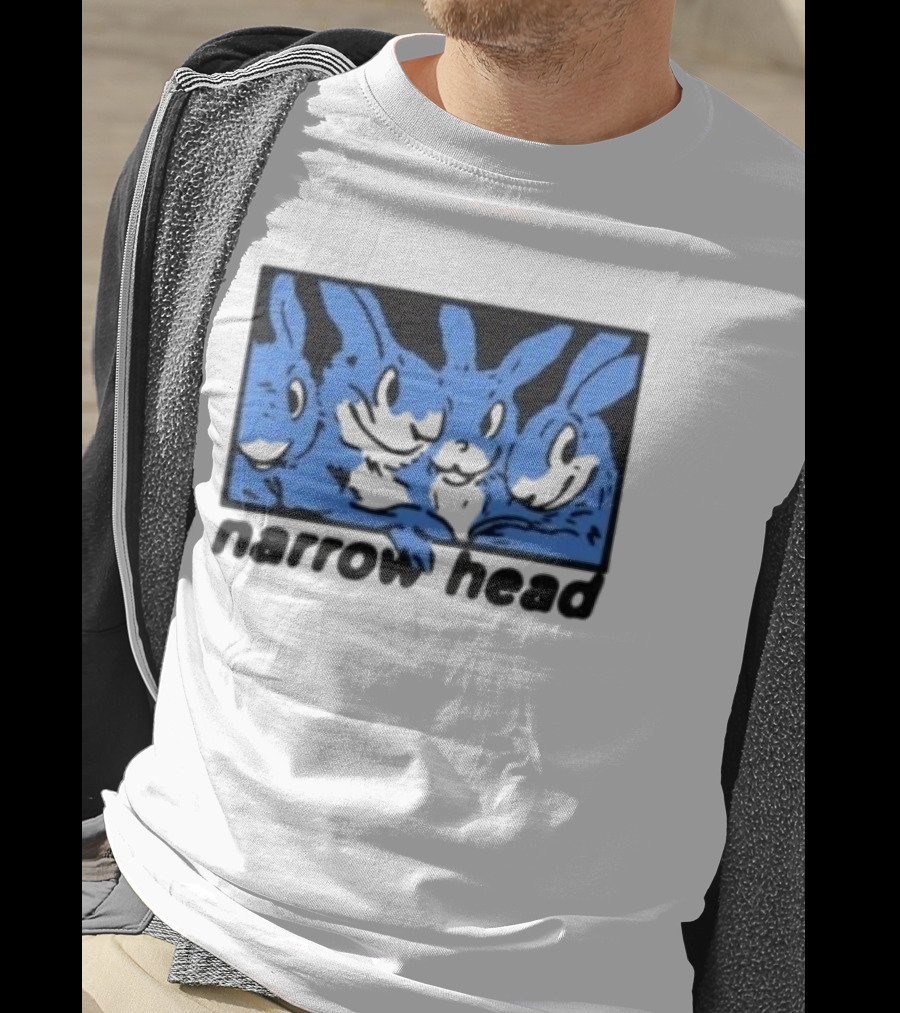 Narrow Head Four Rabbits Blue Black White T-Shirt