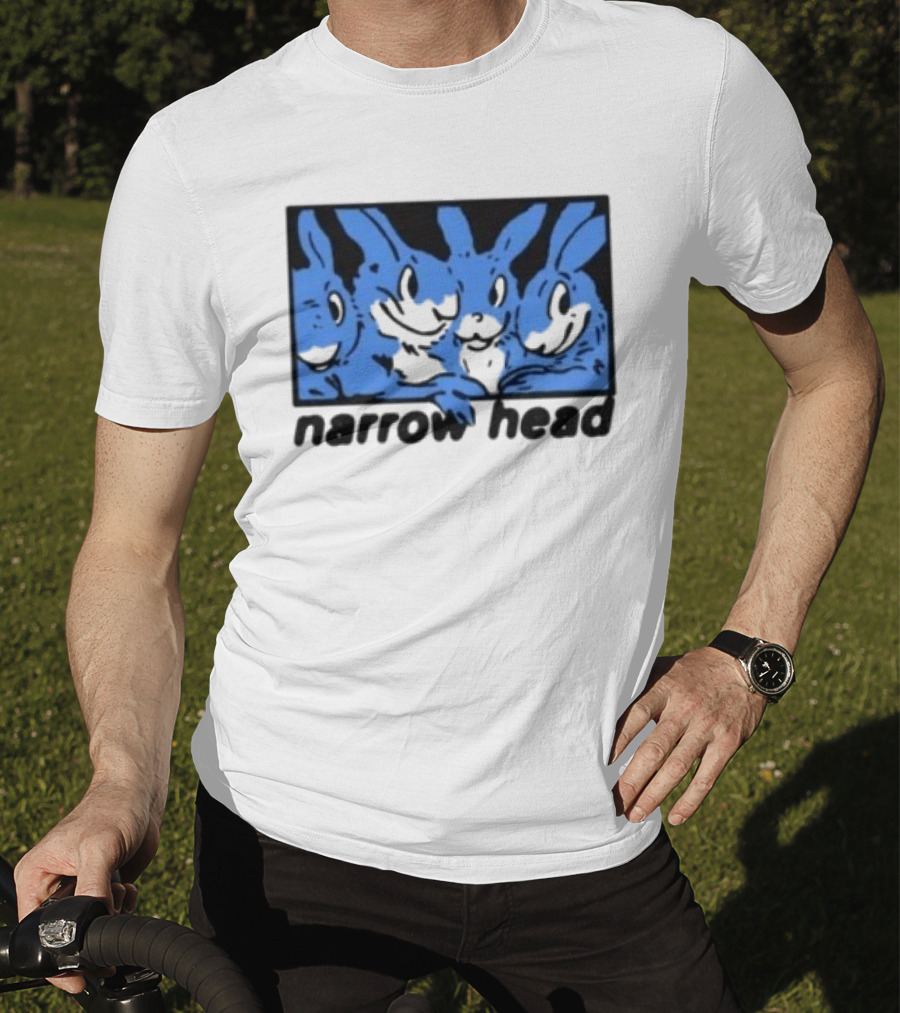 Narrow Head Four Rabbits Blue Black White T-Shirt
