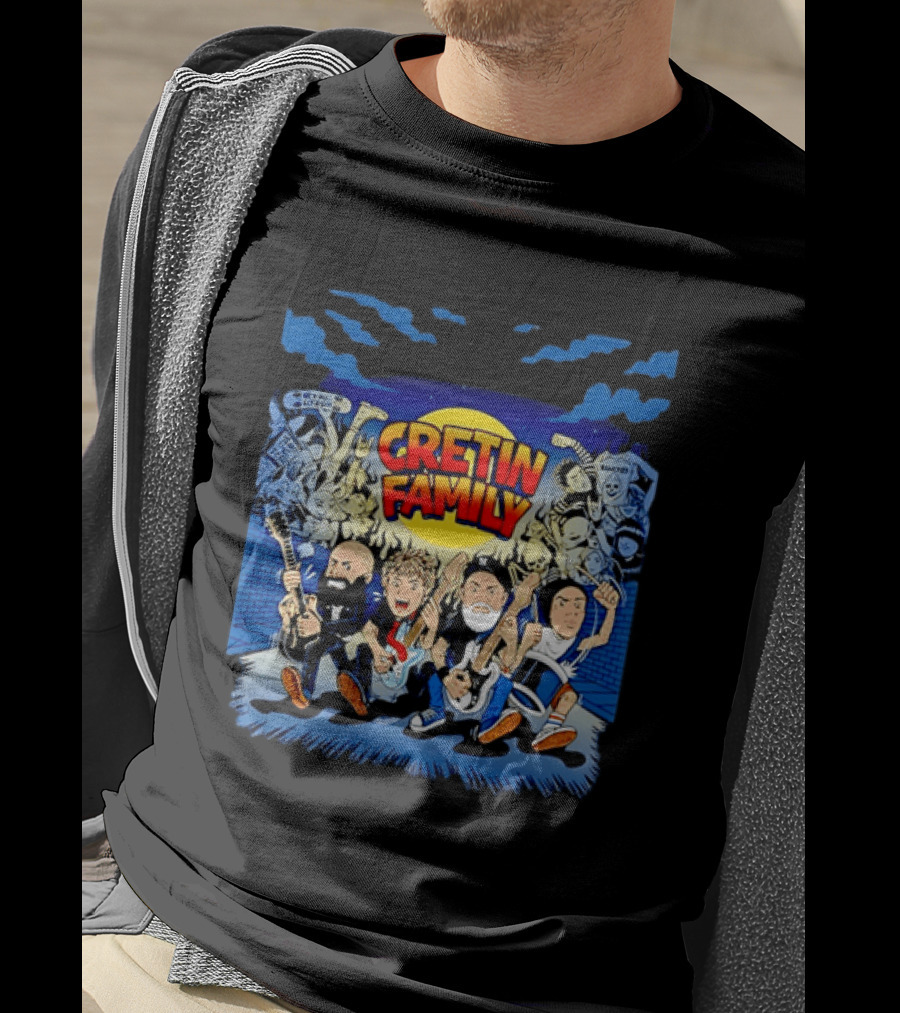 Cretin Family Ramones Cartoon Band Punk Rock Skull T-Shirt