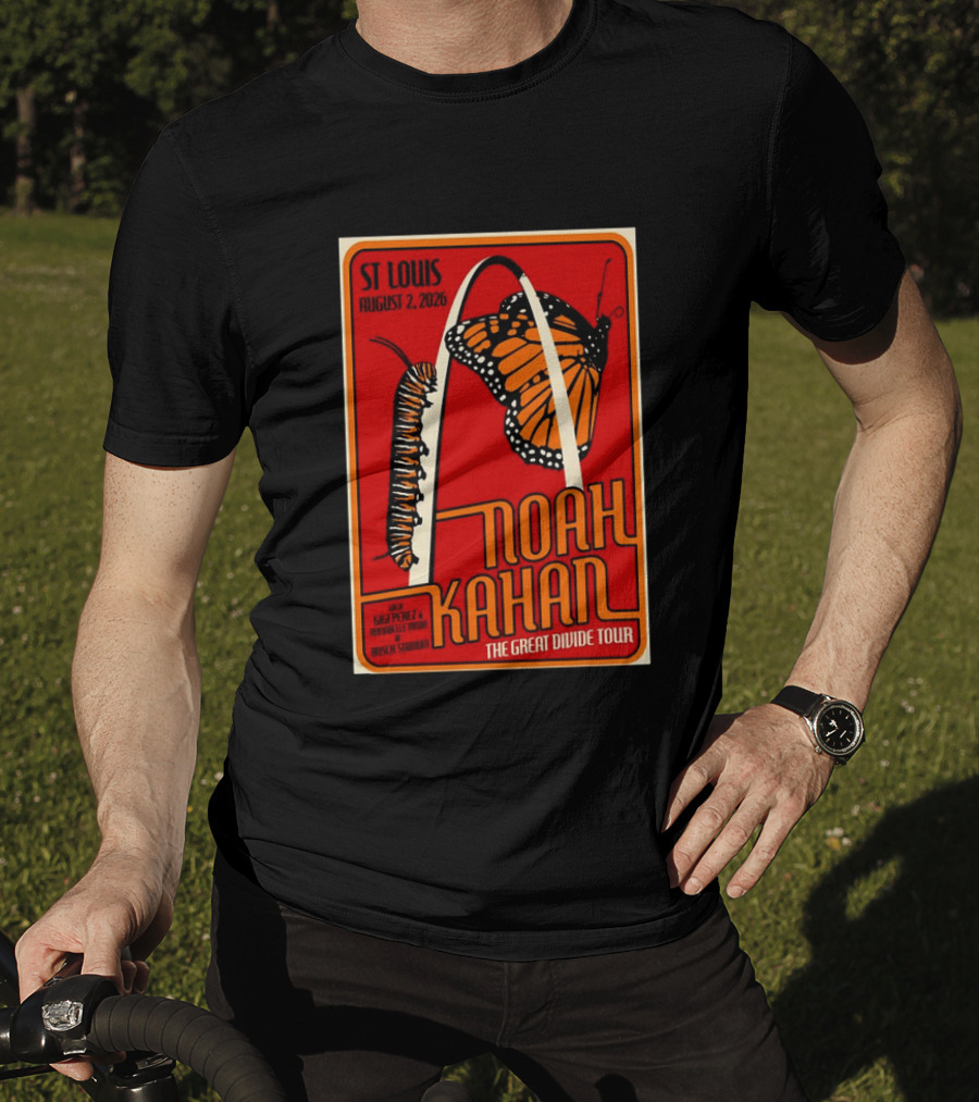 Noah Kahan August 2 2026 St Louis The Great Divide Tour Monarch Arch T-Shirt