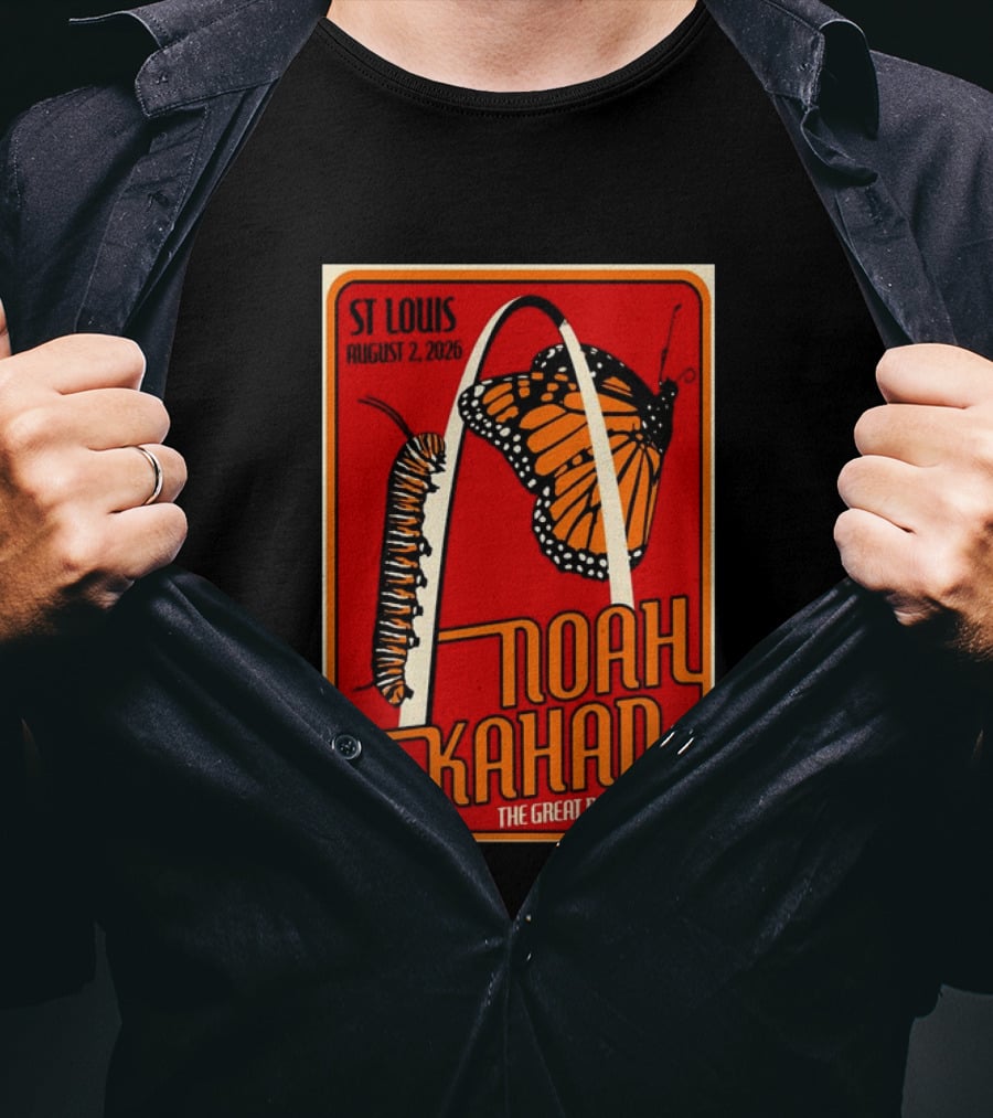 Noah Kahan August 2 2026 St Louis The Great Divide Tour Monarch Arch T-Shirt