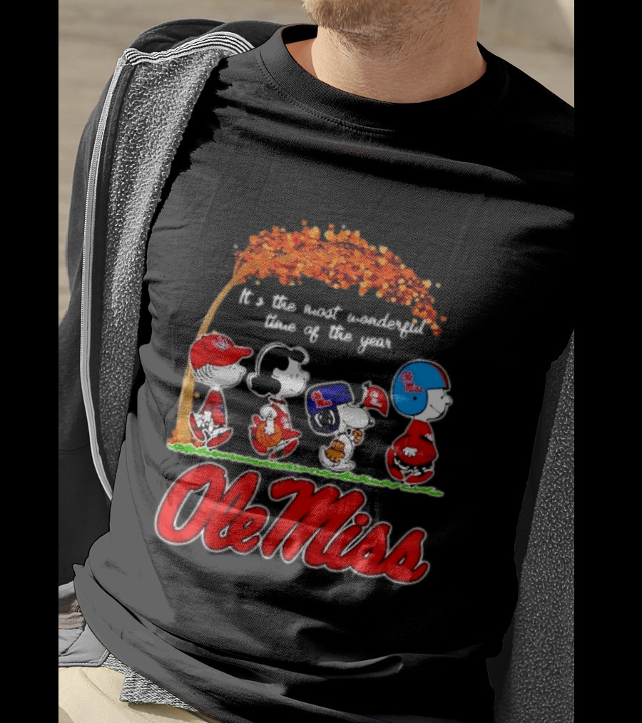 Ole Miss Rebels Peanuts Characters Most Wonderful Time Of The Year T-Shirt
