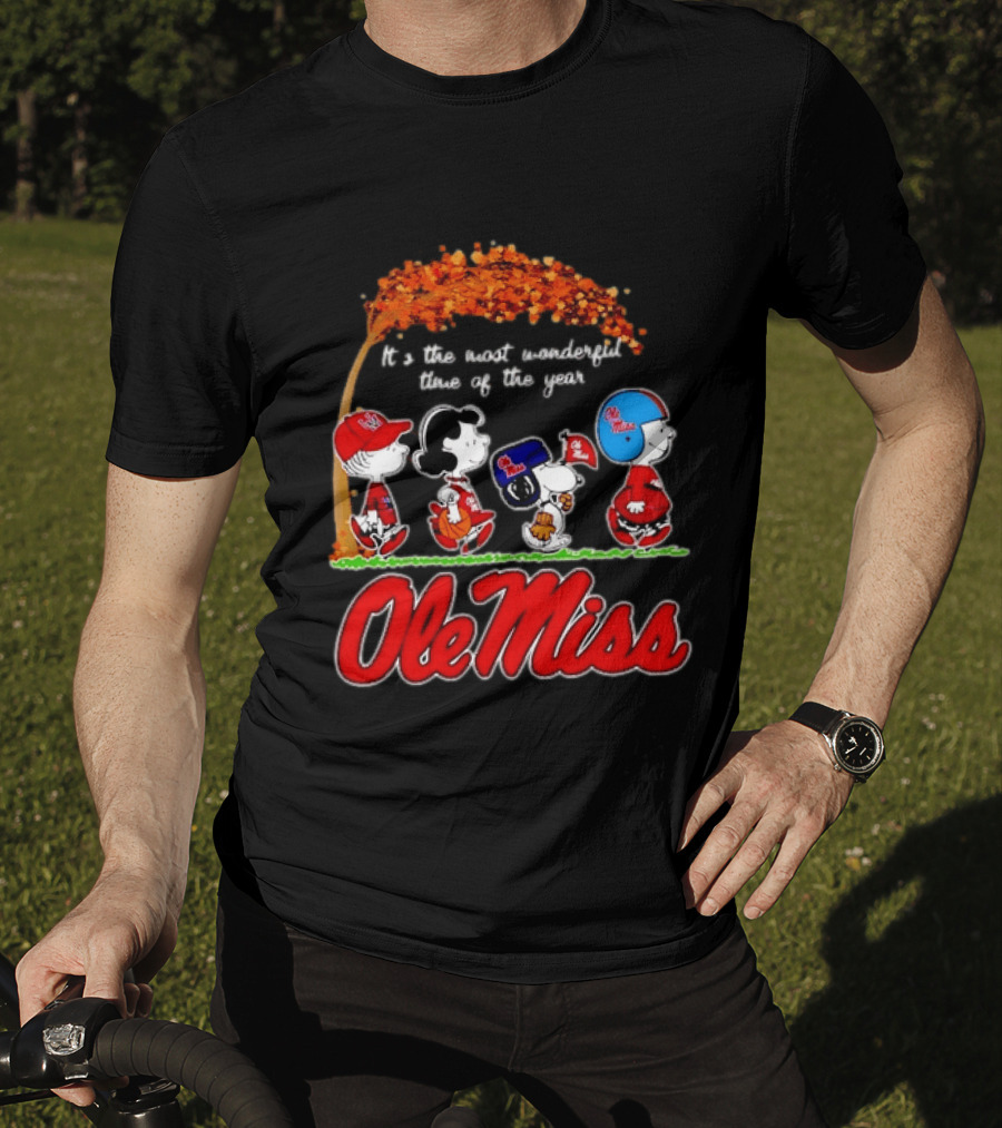 Ole Miss Rebels Peanuts Characters Most Wonderful Time Of The Year T-Shirt