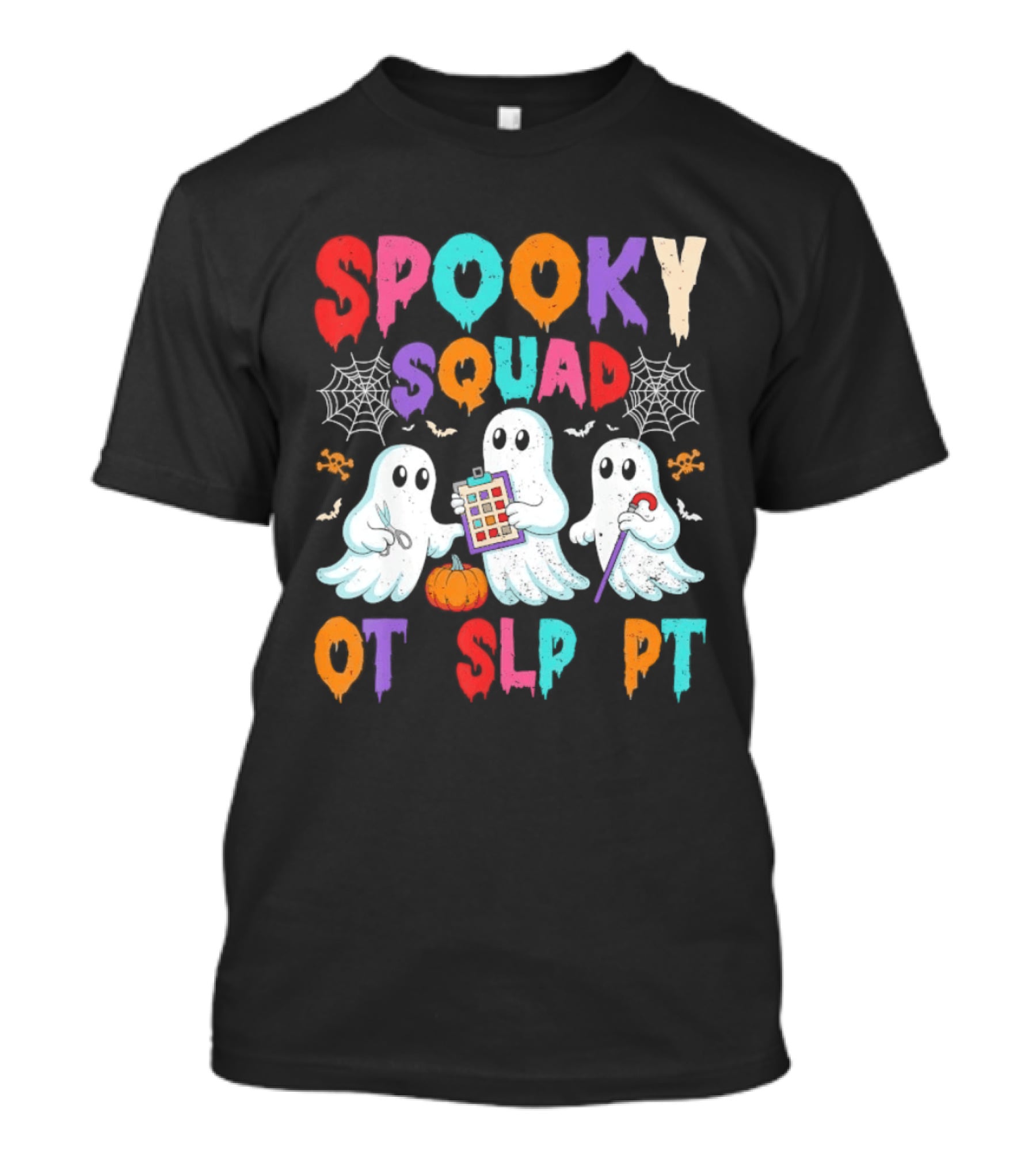 OT SLP PT Spooky Squad Halloween Ghosts Pumpkin Clipboard Lollipop T-Shirt