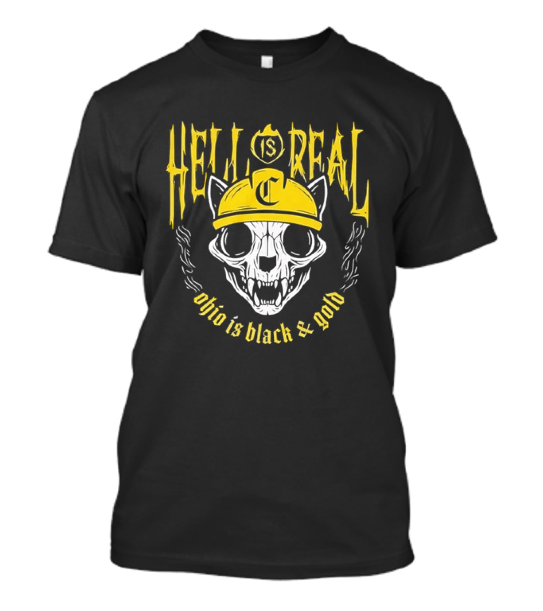 Hell Is Real Ohio Is Black And Gold Skull C Hat T-Shirt