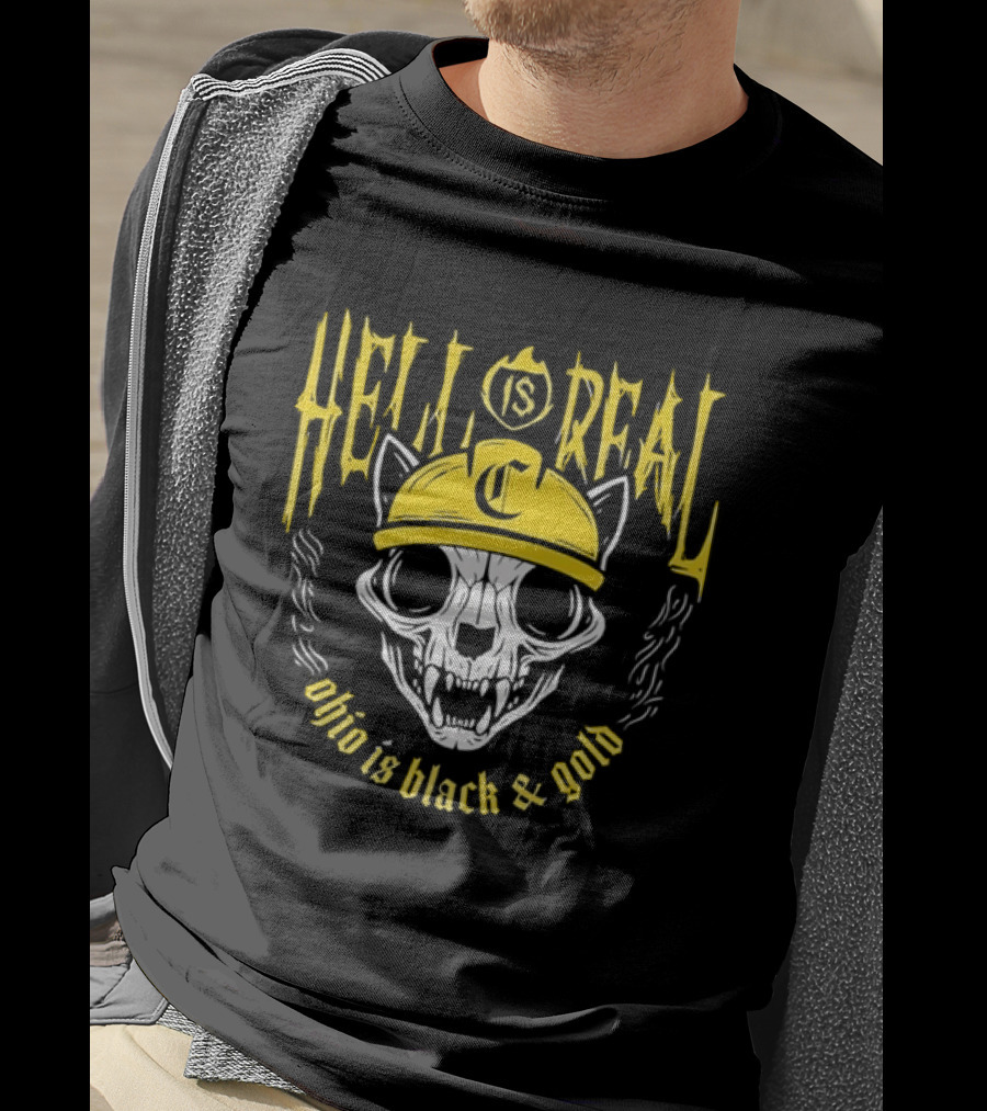 Hell Is Real Ohio Is Black And Gold Skull C Hat T-Shirt