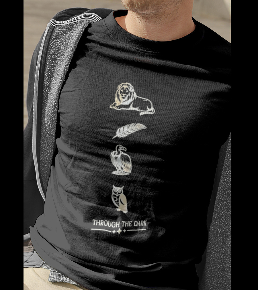 Through The Dark Lion Feather Heron Owl T-Shirt