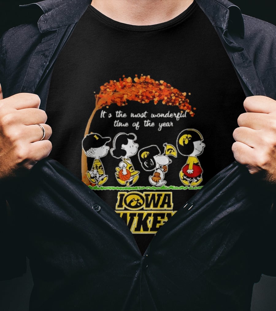Iowa Hawkeyes Peanuts Characters It's The Most Wonderful Time Of The Year T-Shirt