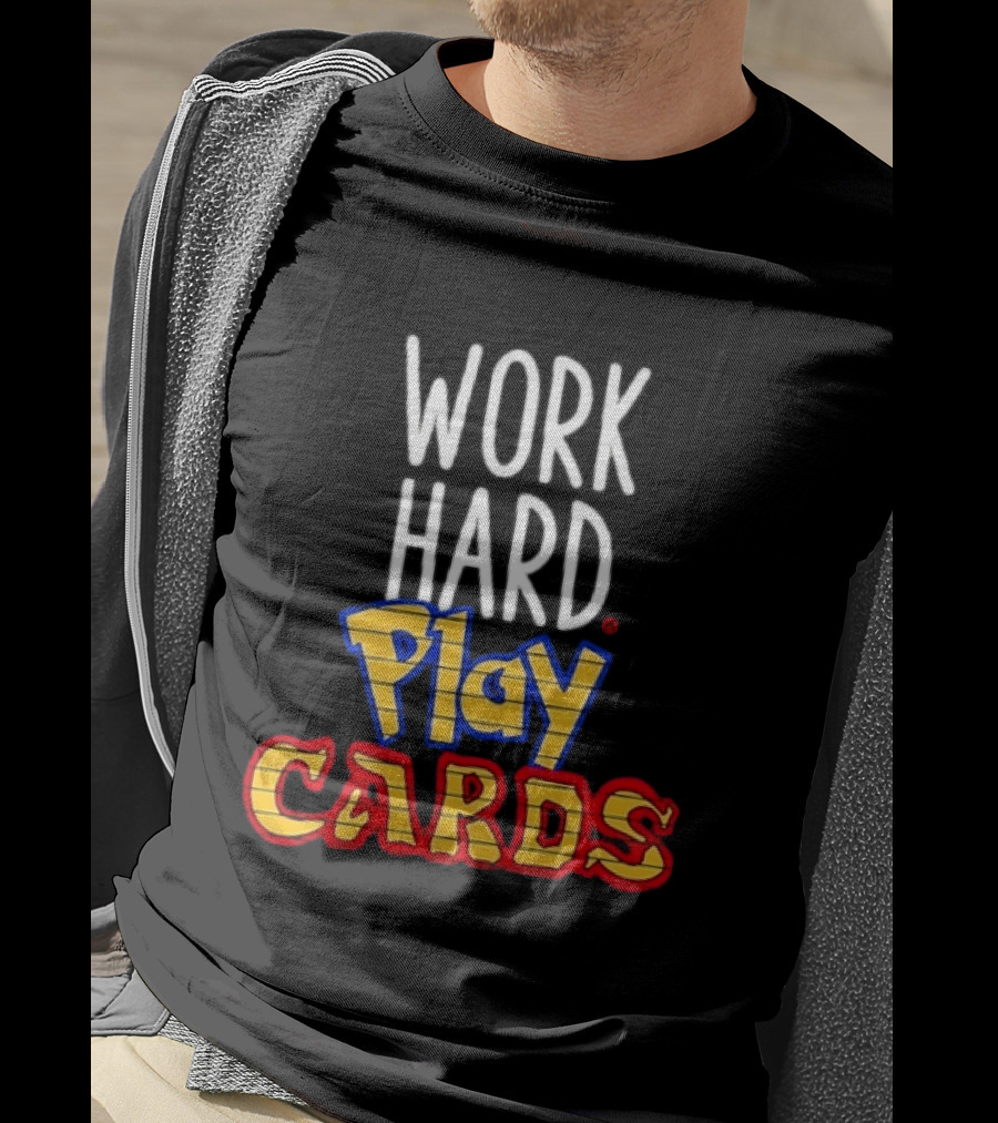 Work Hard Play Cards Retro Style Card Games Fun T-Shirt