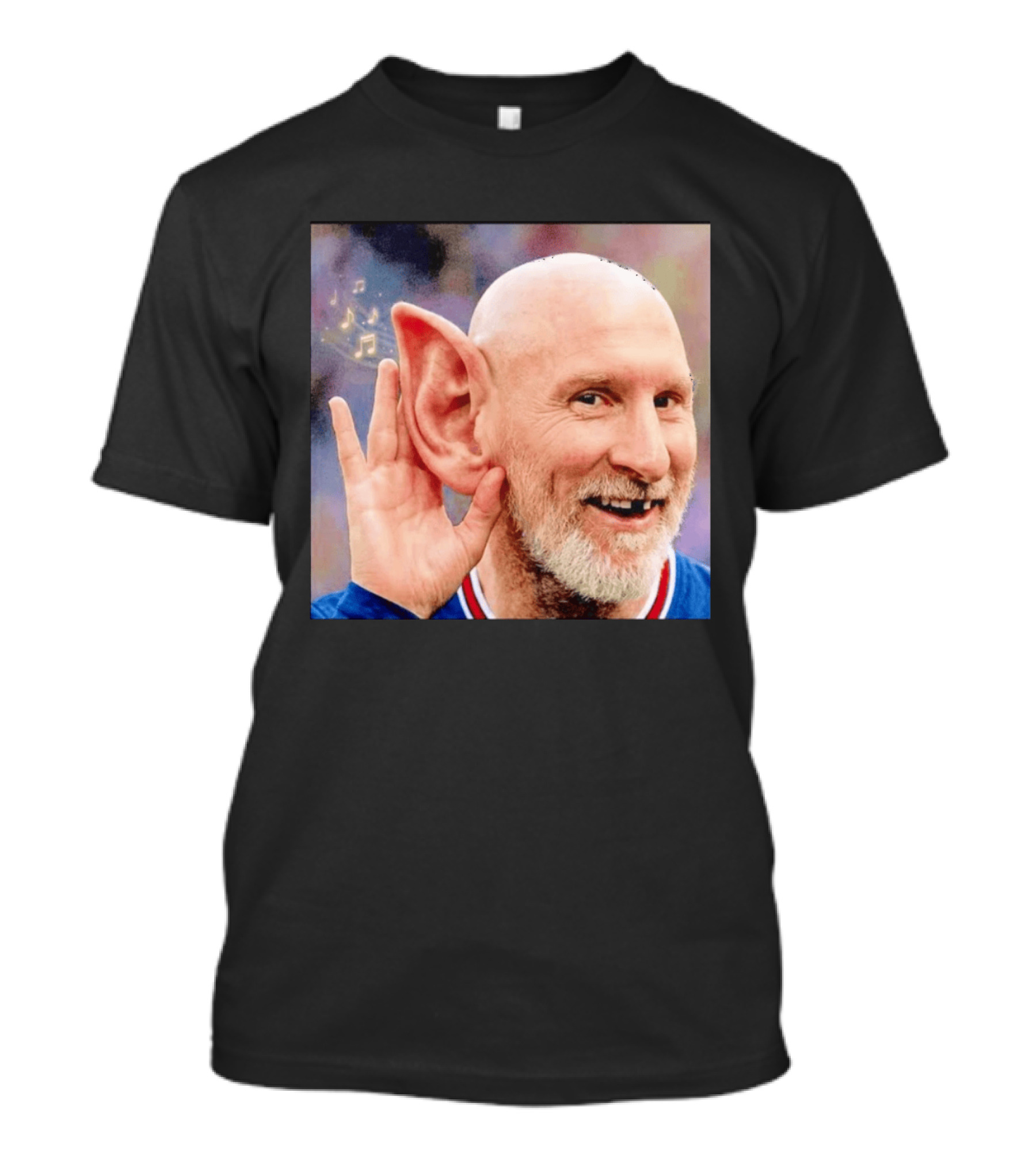 Lionel Messi Elf Meme Pessi Big Ear Music Notes Bald Man T-Shirt
