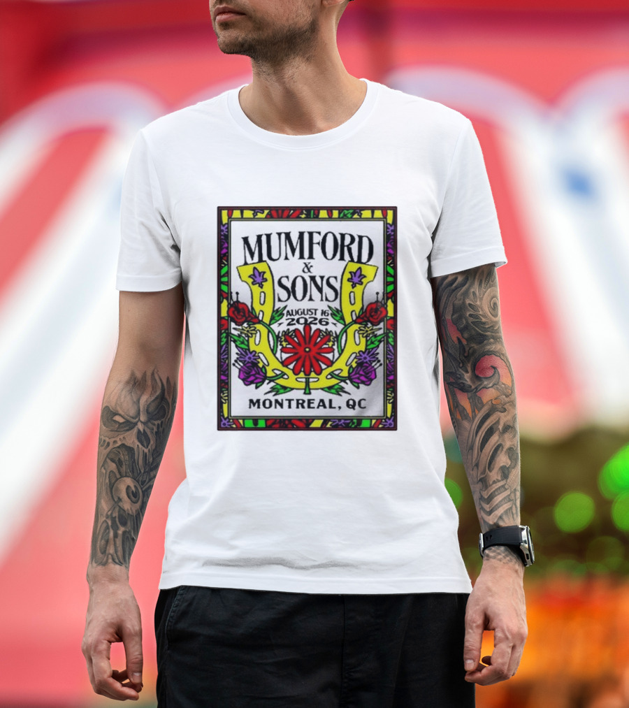 Mumford & Sons August 16 2026 Montreal QC Floral Horseshoe T-Shirt