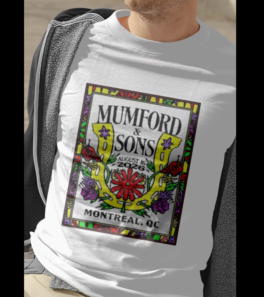 Mumford & Sons August 16 2026 Montreal QC Floral Horseshoe T-Shirt