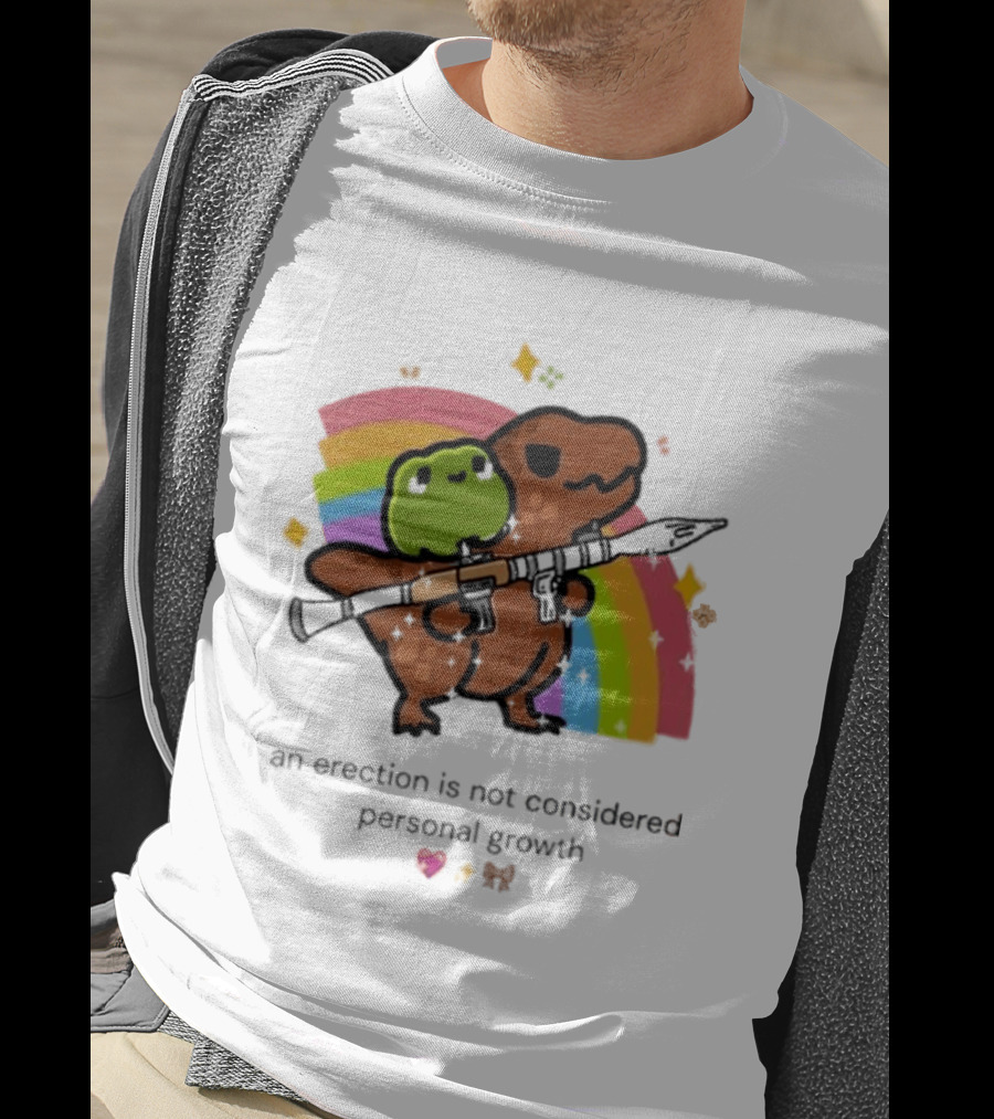 Original Rex Rocket An Erection Is Not Considered Personal Growth Rainbow Dinosaur Frog T-Shirt