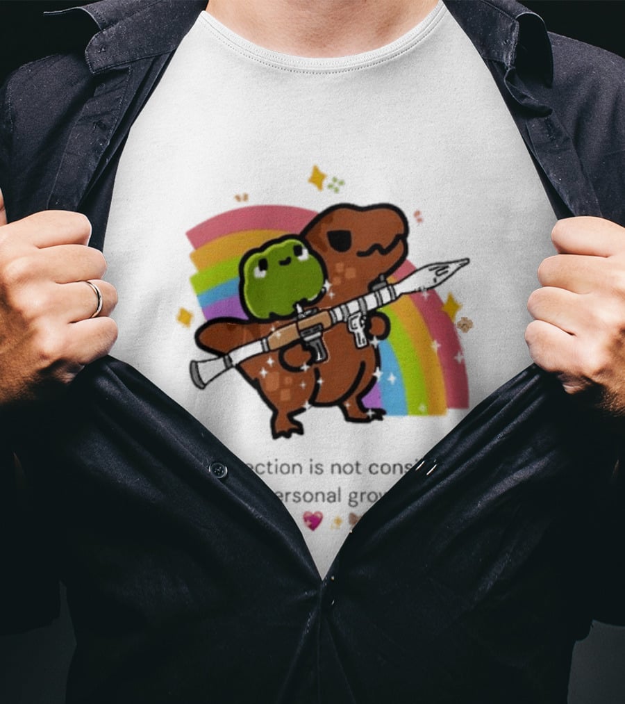 Original Rex Rocket An Erection Is Not Considered Personal Growth Rainbow Dinosaur Frog T-Shirt