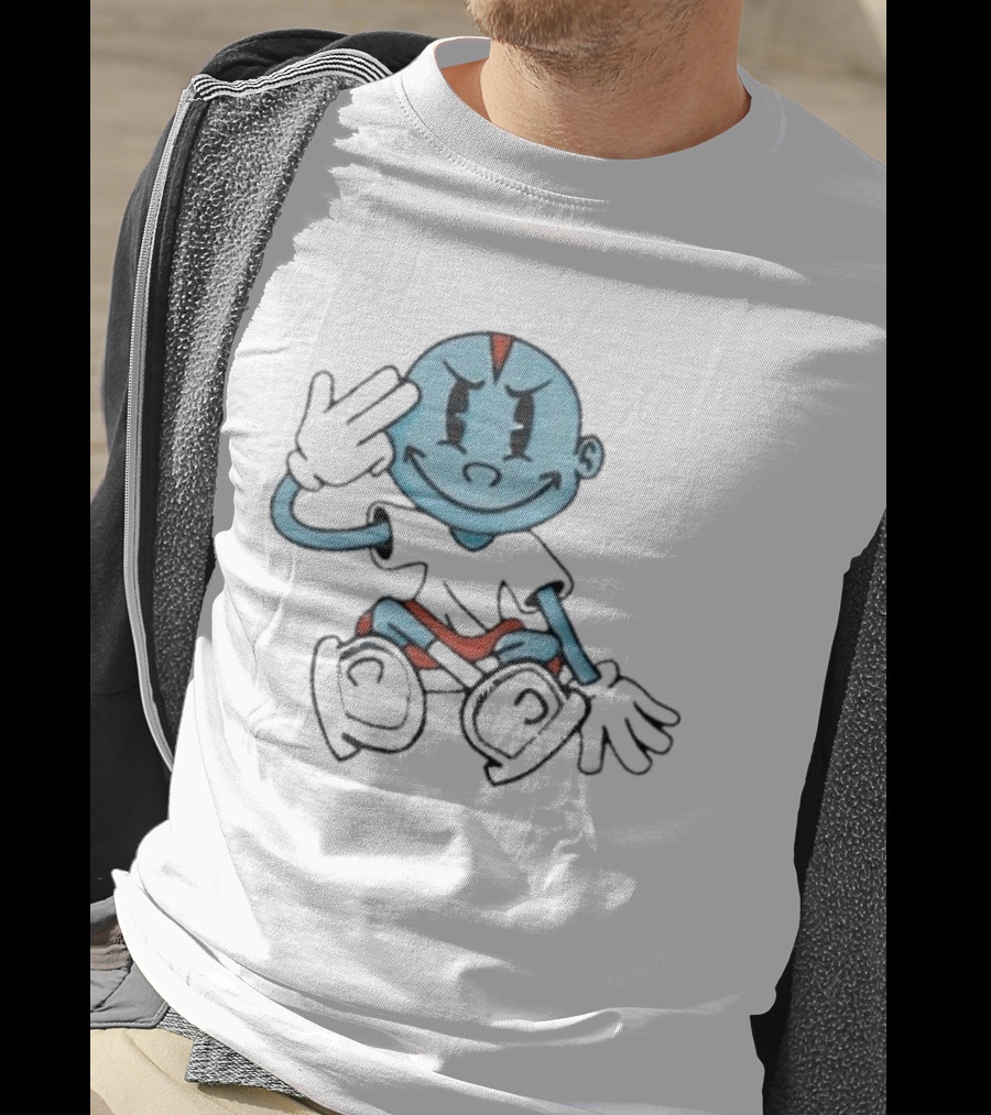 Lil Darkie Brahman Sits Blue Cartoon Figure With Red Shorts And Gloves T-Shirt