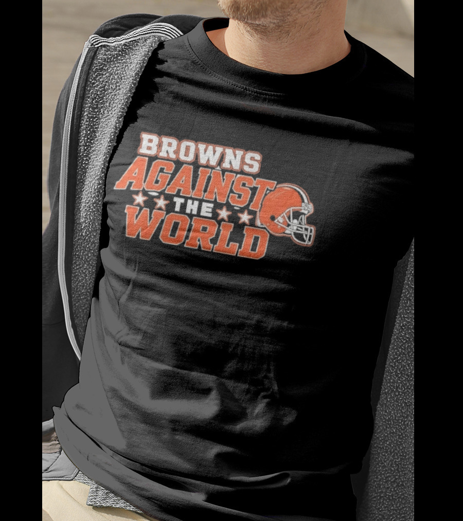 Browns Against The World Football Helmet Stars T-Shirt