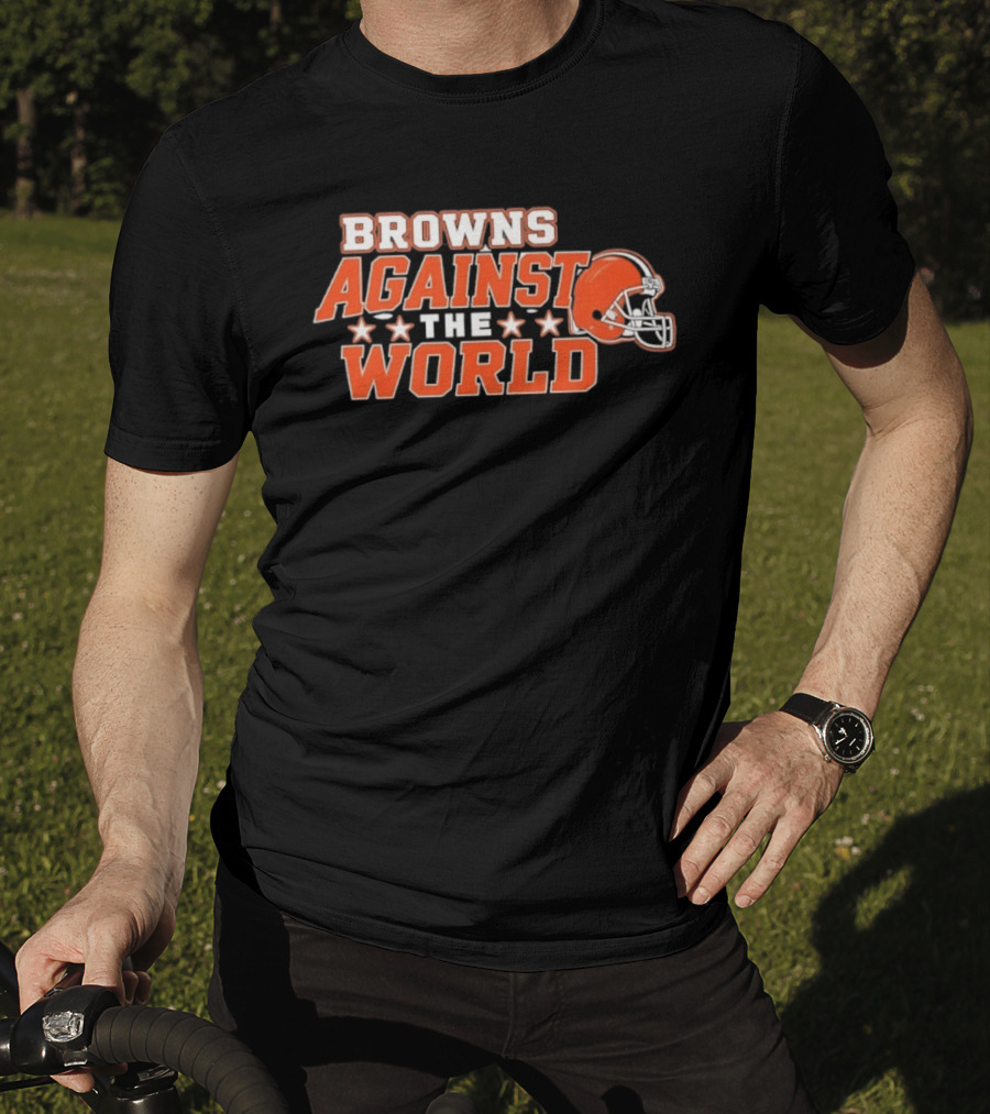 Browns Against The World Football Helmet Stars T-Shirt