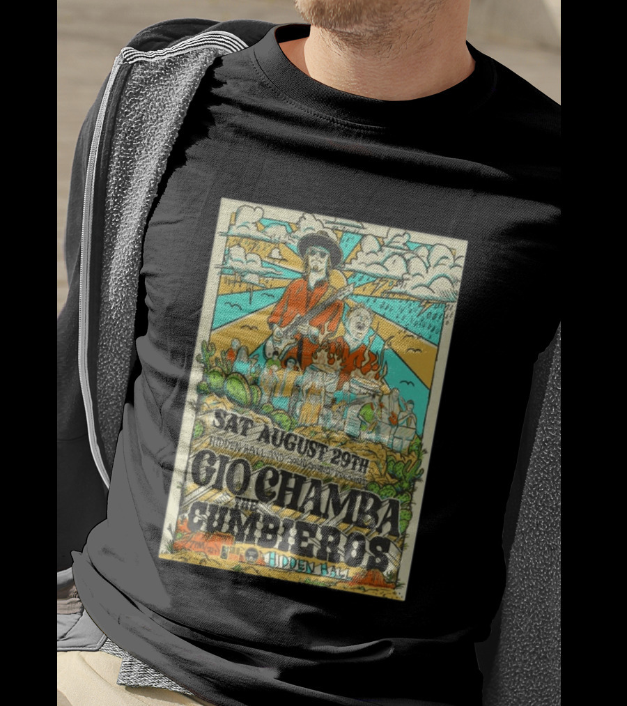 Gio Chamba The Cumbieros Live At Hidden Hall August 29th 2026 Concert T-Shirt