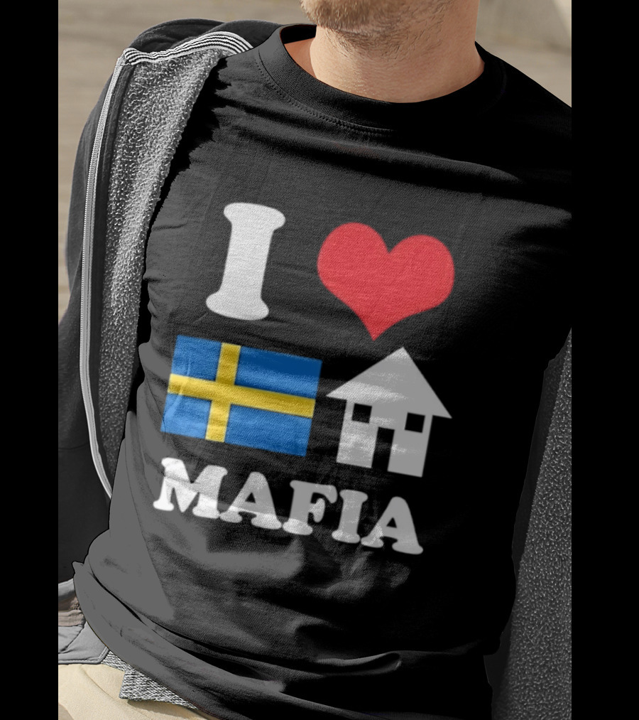 I Love Swedish Flag Heart House Mafia EDM Electronic Dance Music T-Shirt