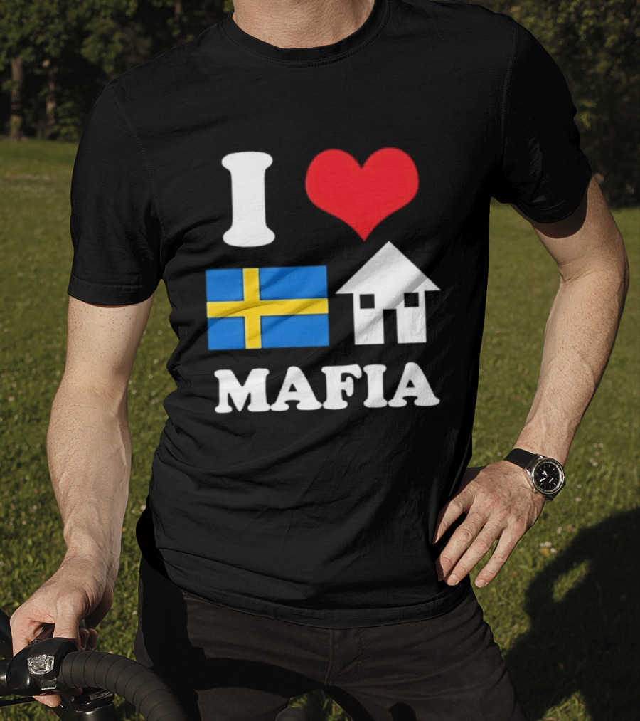 I Love Swedish Flag Heart House Mafia EDM Electronic Dance Music T-Shirt