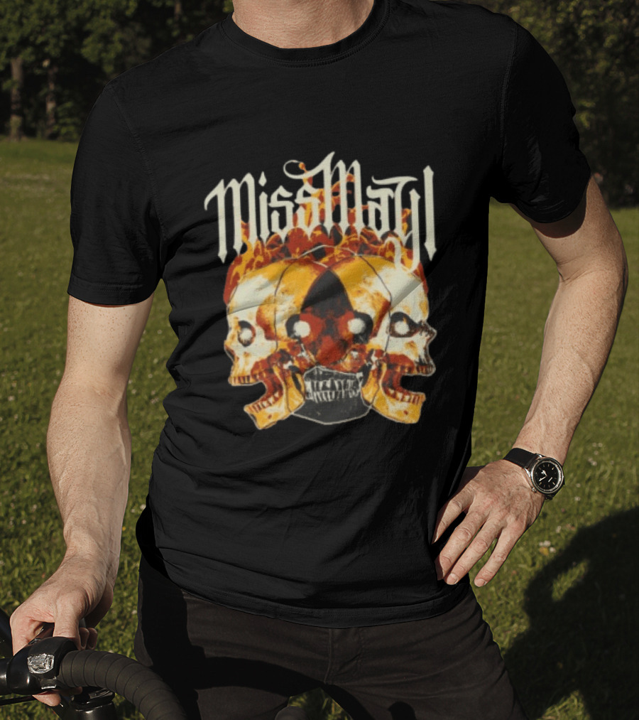 Miss May I Solid State Records Flaming Skulls Black T-Shirt