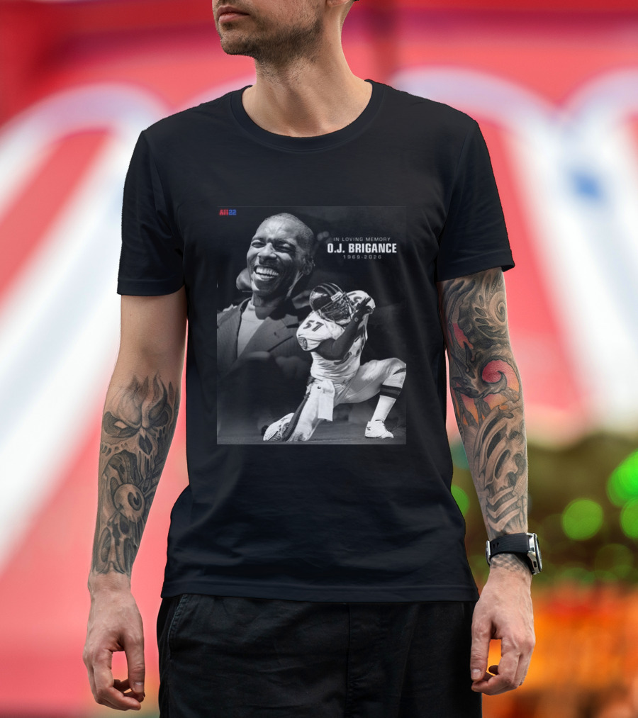 All22 O.J. Brigance In Loving Memory 1969 2026 Football Number 57 T-Shirt