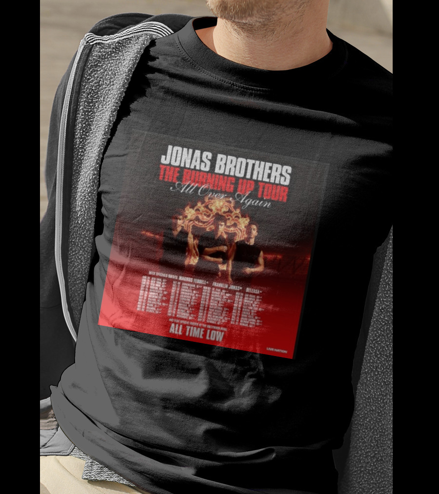 Jonas Brothers The Burning Up Tour All Over Again Featuring All Time Low And Support Acts T-Shirt