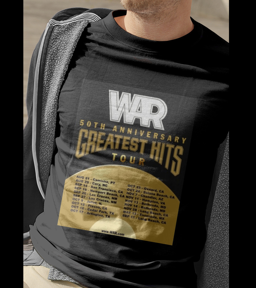 War 50th Anniversary Greatest Hits Tour Dates And Locations List T-Shirt
