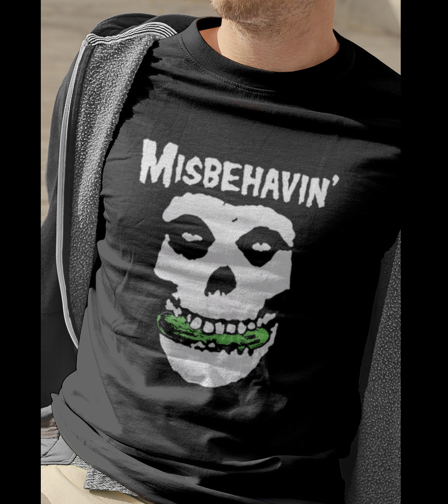 Misbehavin' Pickle Skull Misfits Punk Rock T-Shirt
