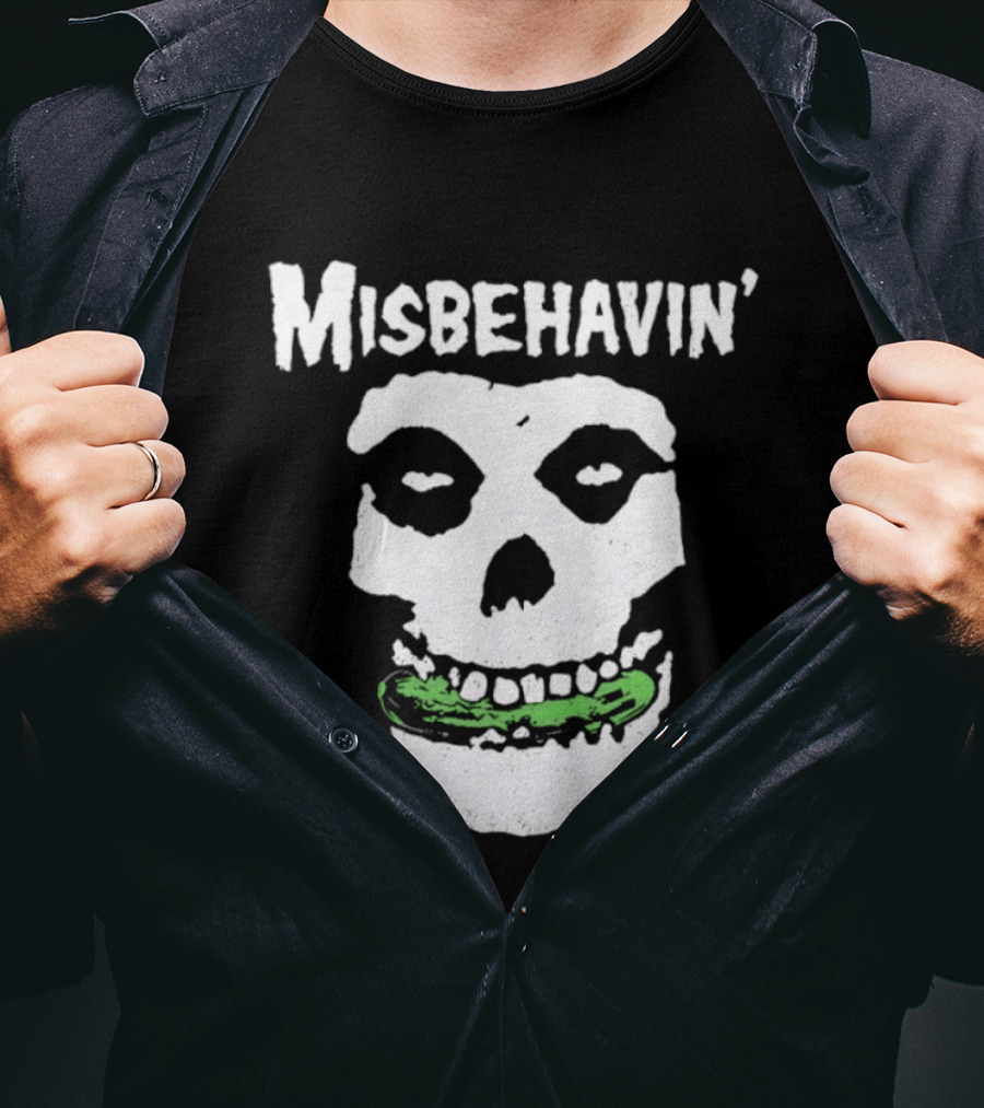 Misbehavin' Pickle Skull Misfits Punk Rock T-Shirt