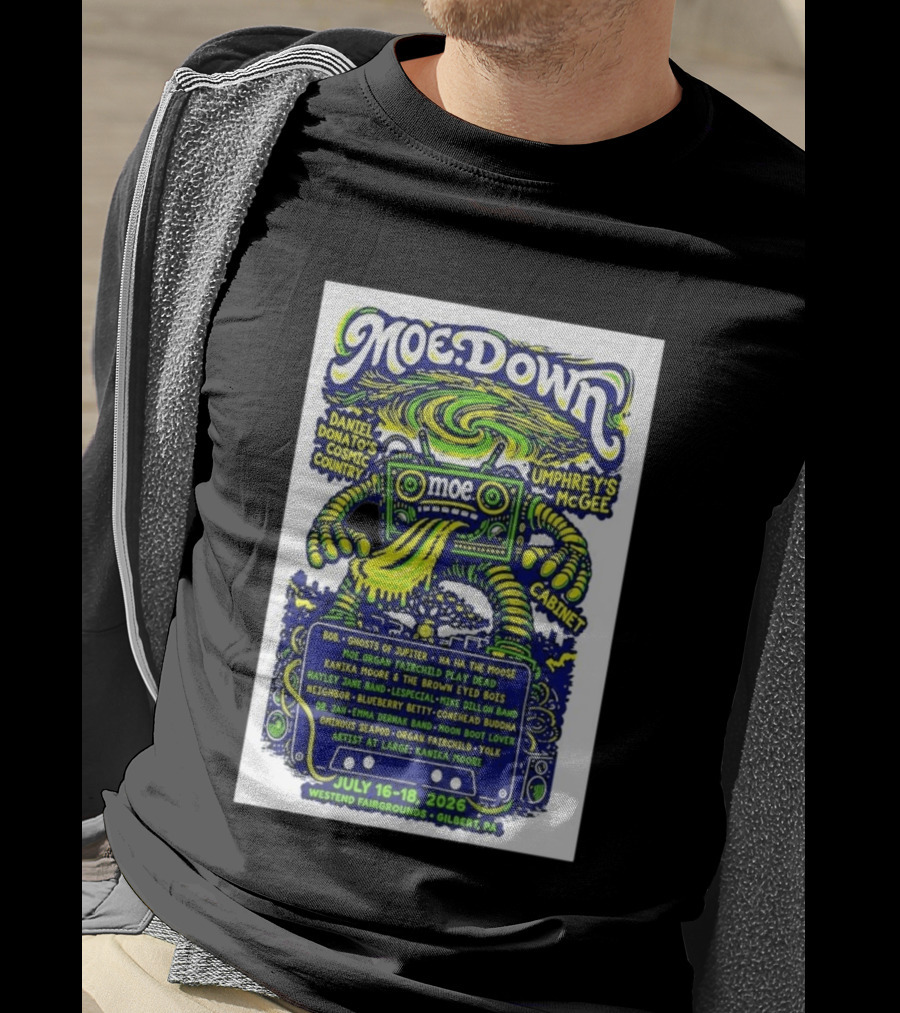 MoeDown July 16 18 2026 Westend Fairgrounds Gilbert PA Featuring Moe. Umphrey's McGee Daniel Donato's Cosmic Country Cabinet T-Shirt