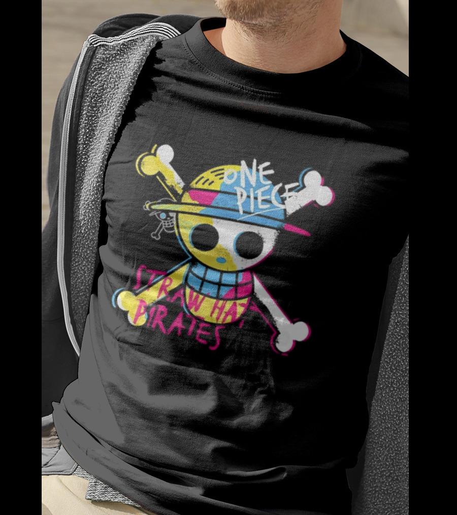 One Piece Straw Hat Pirates Skull Colorful Anime Manga T-Shirt