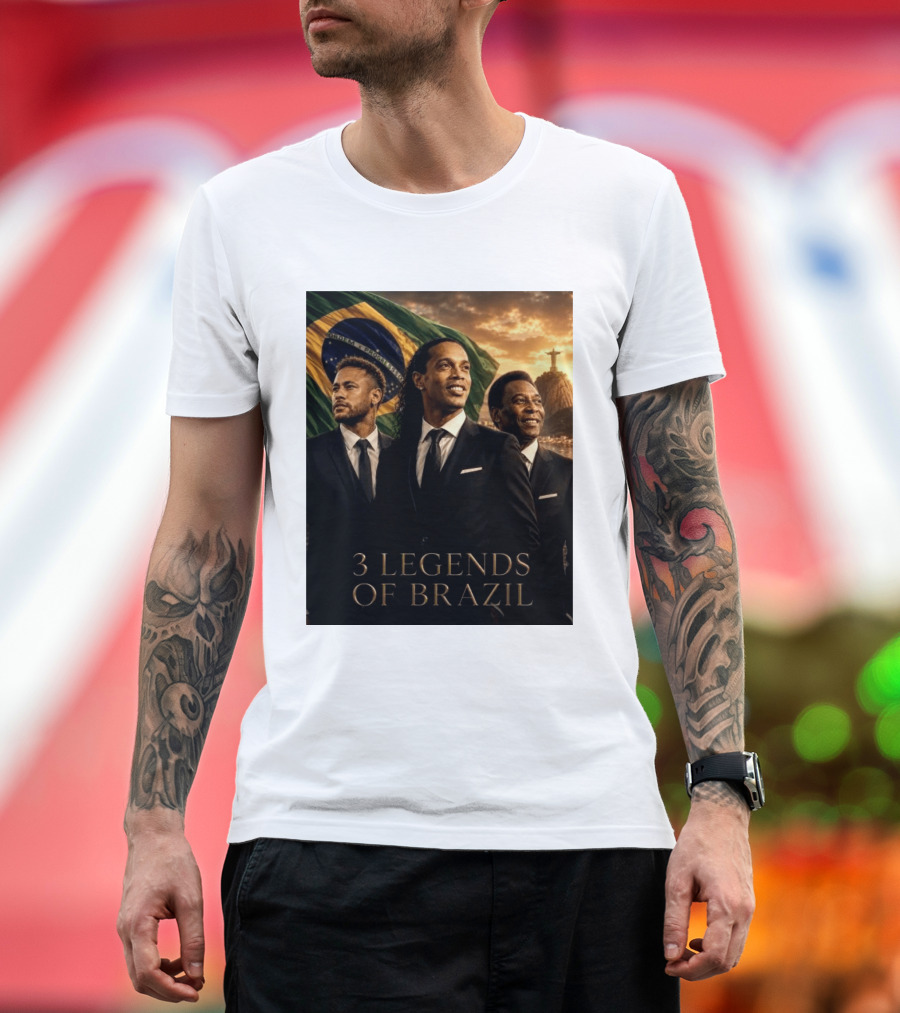 3 Legends Of Brazil Pelé Ronaldinho Neymar Brazilian Heritage T-Shirt