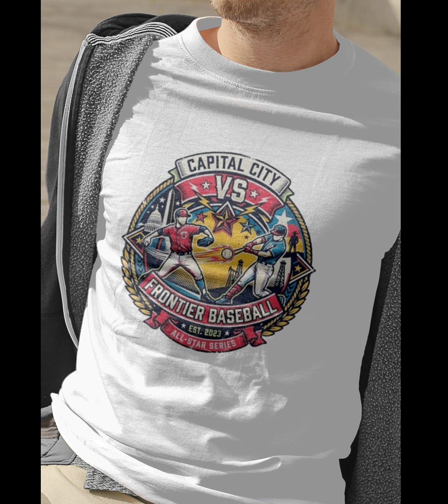 Capital City Vs Frontier Baseball All Star Series 2023 Vintage Emblem With Capitol And Frontier Iconography T-Shirt