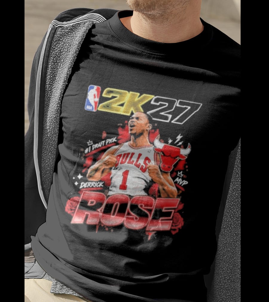 NBA 2K27 MVP Derrick Rose Bulls #1 Highlight T-Shirt