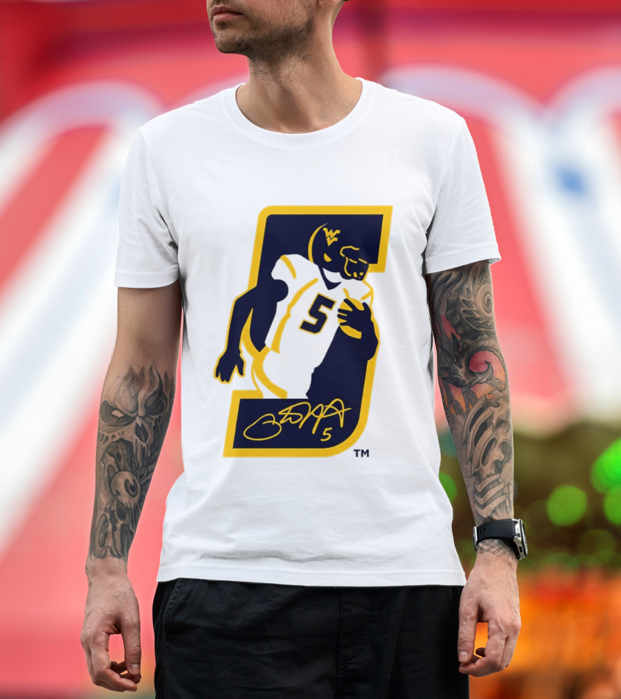 WVU Number 5 Pat White Signature Retirement T-Shirt