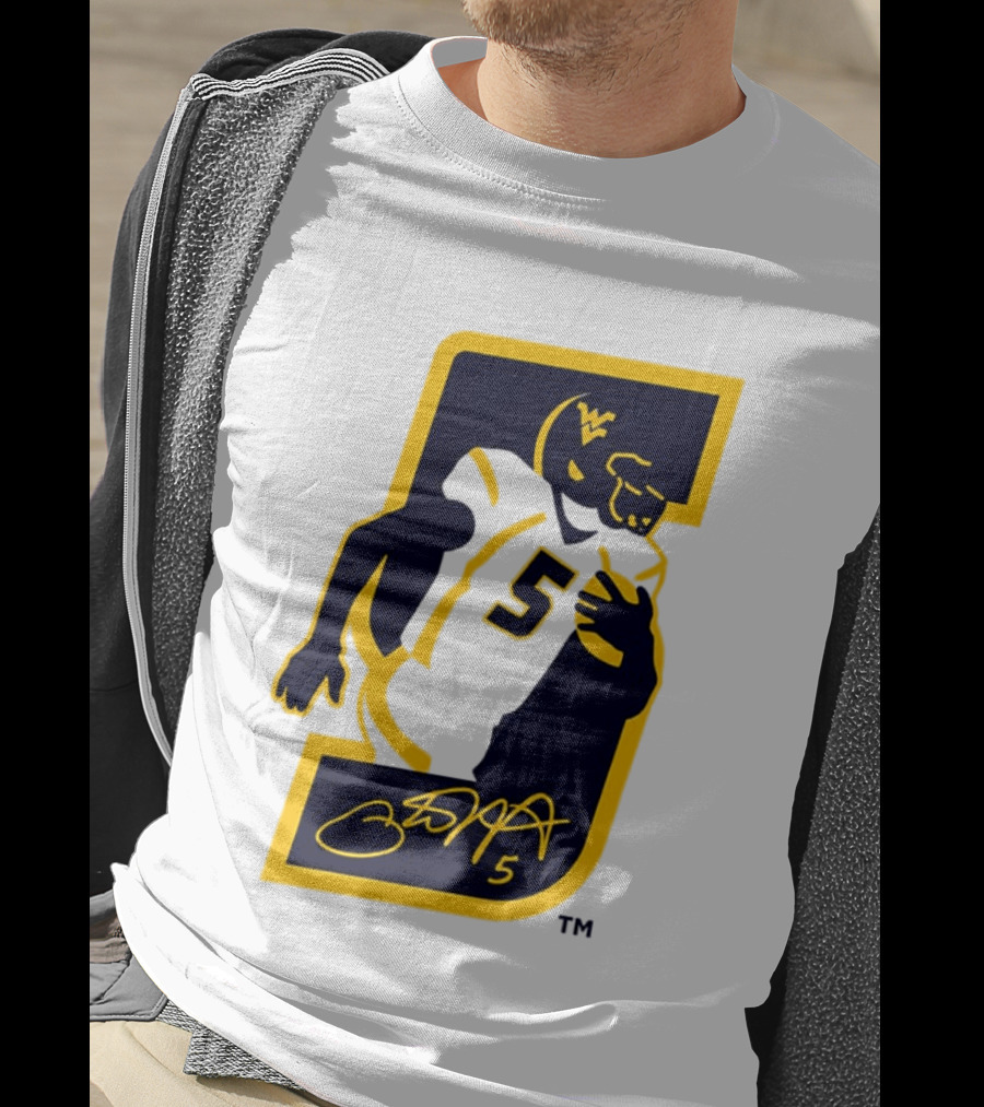 WVU Number 5 Pat White Signature Retirement T-Shirt