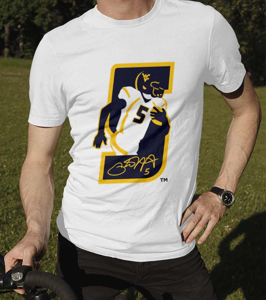 WVU Number 5 Pat White Signature Retirement T-Shirt
