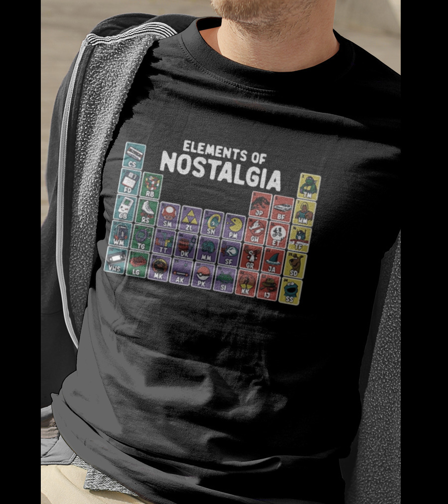 Elements Of Nostalgia 80s 90s Pop Culture Cassette Tape Gaming Toy VHS T-Shirt
