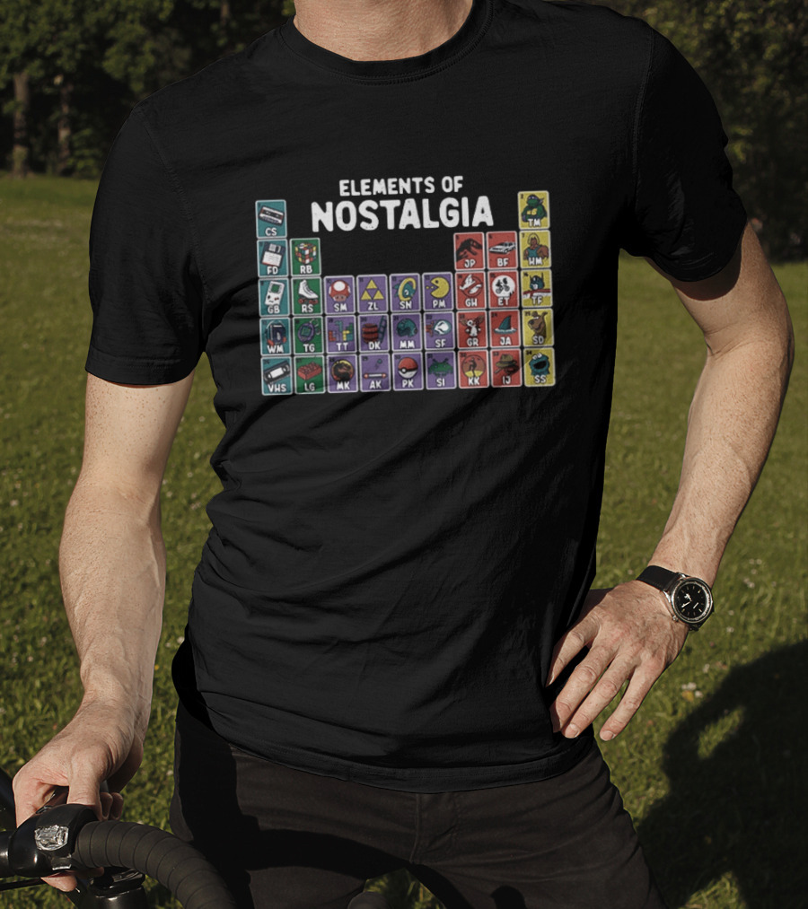 Elements Of Nostalgia 80s 90s Pop Culture Cassette Tape Gaming Toy VHS T-Shirt