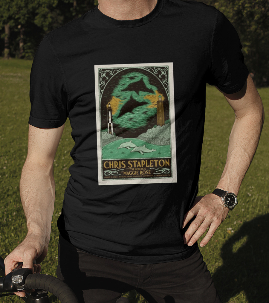 Chris Stapleton The Honchos Maggie Rose August 18 2026 Veterans United Home Loans Amphitheater Virginia Beach Dolphins Lighthouse T-Shirt