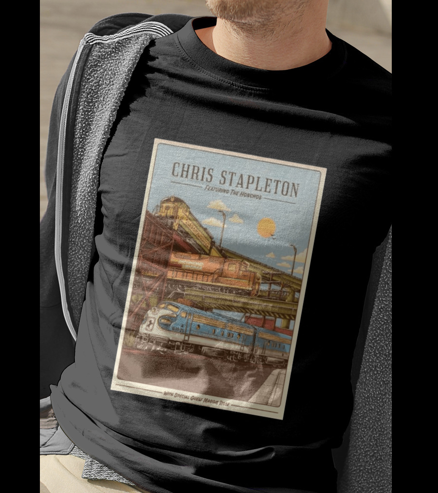 Chris Stapleton Featuring The Honchos Special Guest Maggie Rose Aug 19 2026 Allianz Amphitheater Riverfront Richmond Virginia Vintage Trains Scene T-Shirt