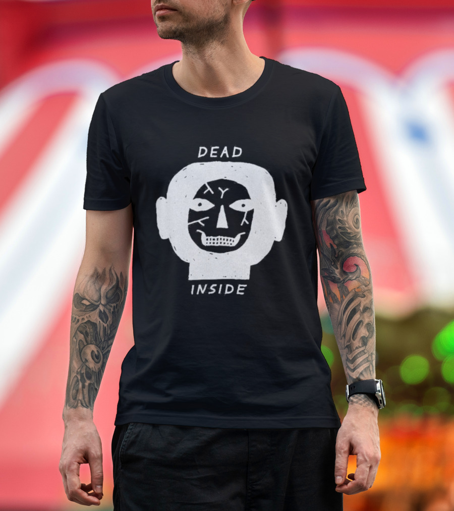Dead Inside Skull Face Gothic Dark Minimalist T-Shirt