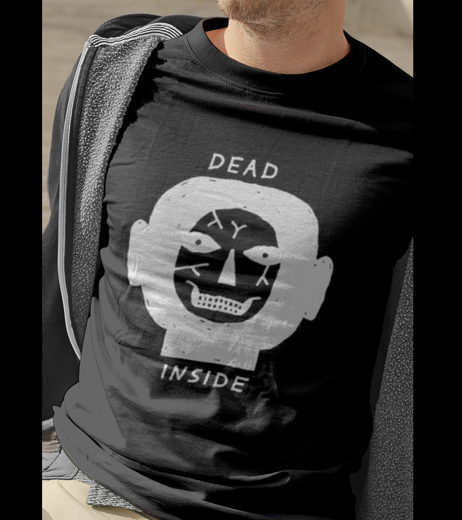 Dead Inside Skull Face Gothic Dark Minimalist T-Shirt