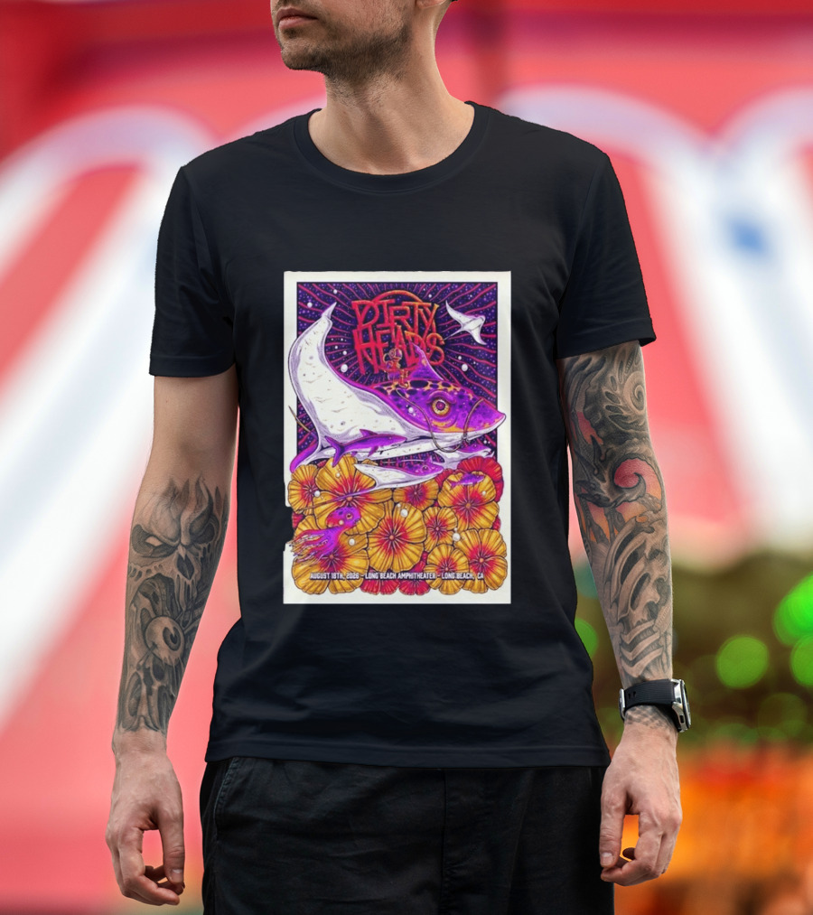 Dirty Heads Long Beach Amphitheater August 18 2026 Vibrant Stingray And Flowers T-Shirt