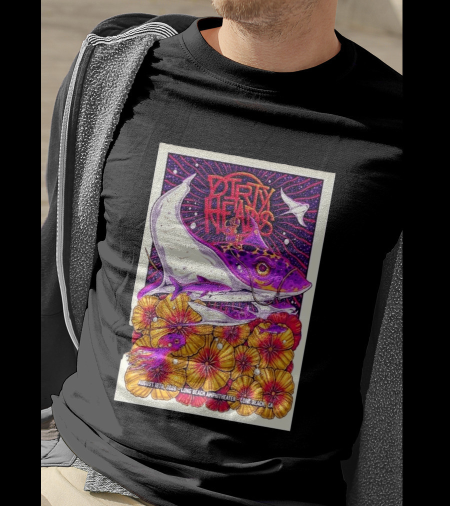 Dirty Heads Long Beach Amphitheater August 18 2026 Vibrant Stingray And Flowers T-Shirt