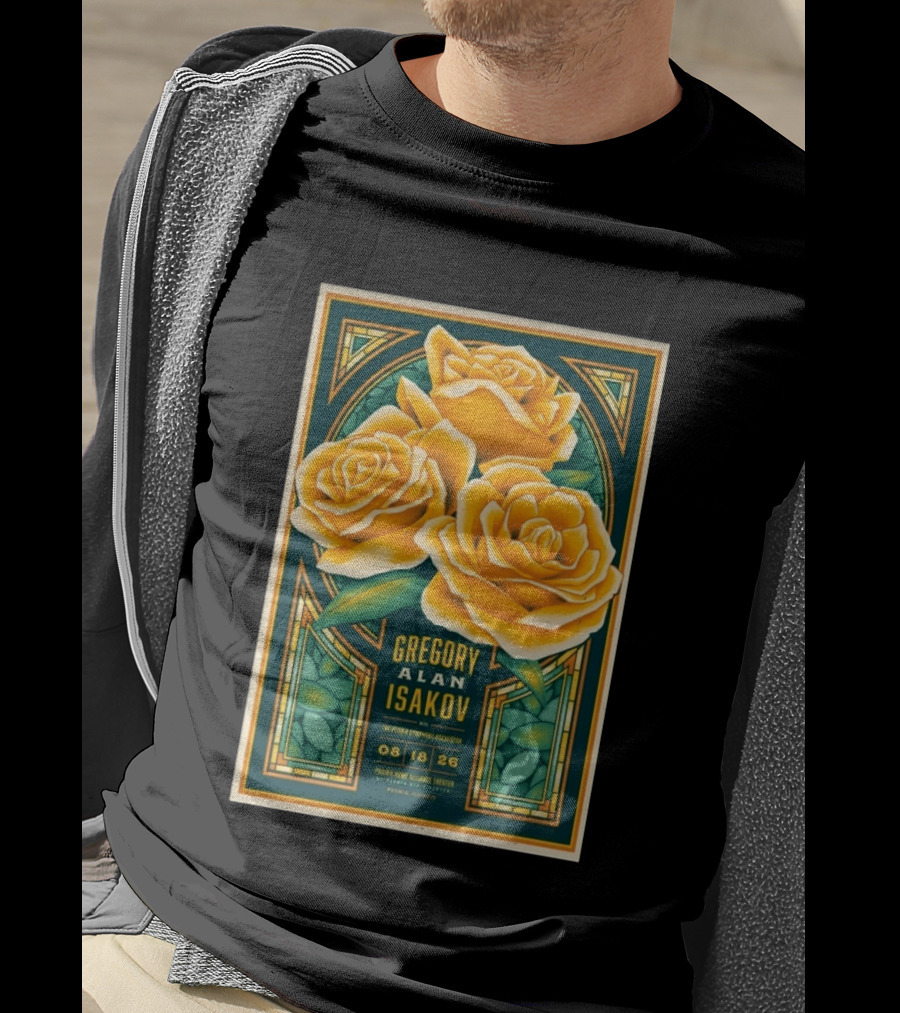 Gregory Alan Isakov August 18 2026 Peoria Illinois Prairie Home Alliance Theater With The Peoria Symphony Orchestra And Yellow Roses T-Shirt